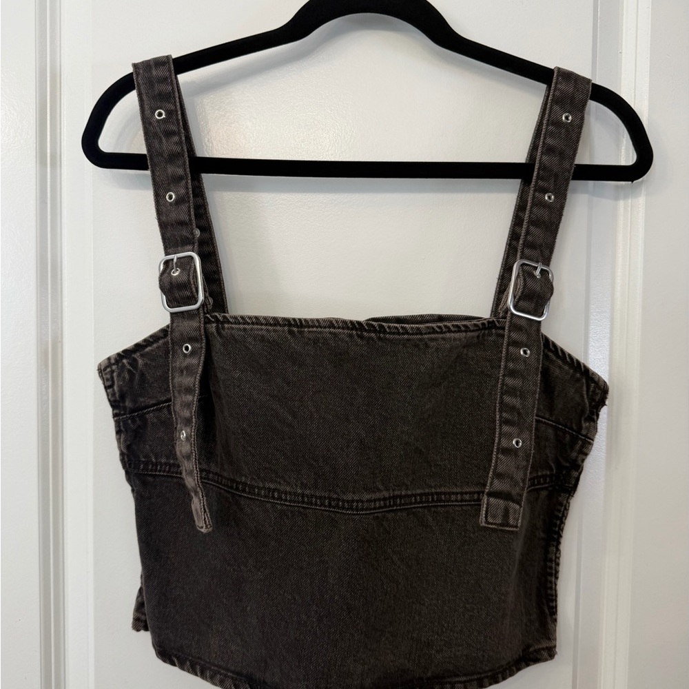 Zara Black Denim Crop Top